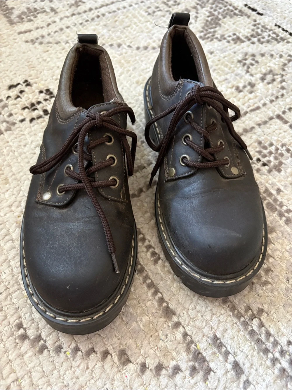 Prima Royale Vintage Y2K Chunky Brown Leather Oxford Shoes